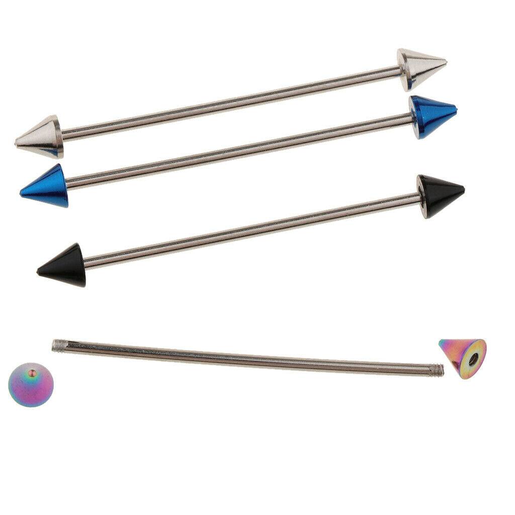 4 Pieces Stainless Steel Ear Tragus Ring Lip Tongue Bar Piercings Jewelry