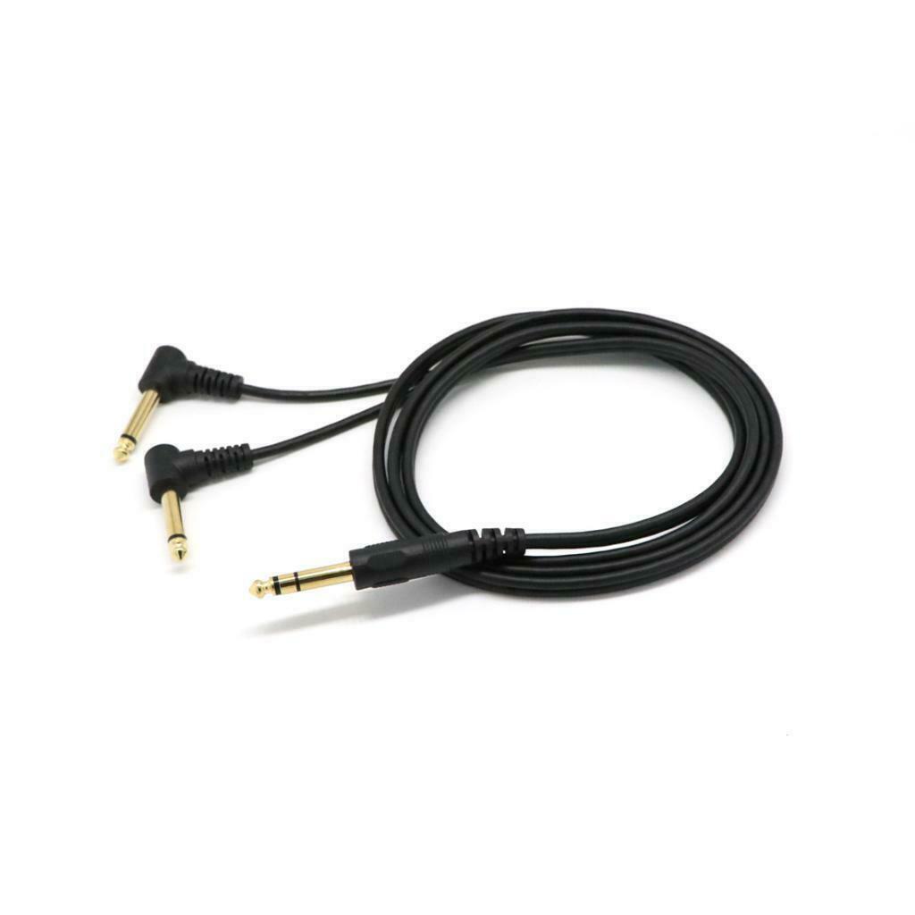 6.35mm Male Stereo To 2x 6.35mm Male Right Angle Y Splitter