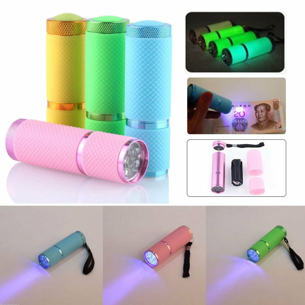 Mini Portable Outdoor Camping UV 9LED Black Light Super Bright Torch Flashlight