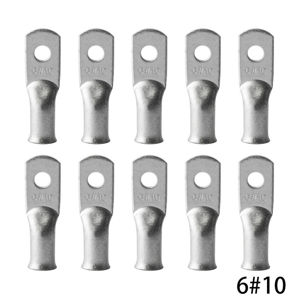 (10)Tinned Copper Wire Lugs 6AWG #10 Welding Battery Connectors Ring Terminals