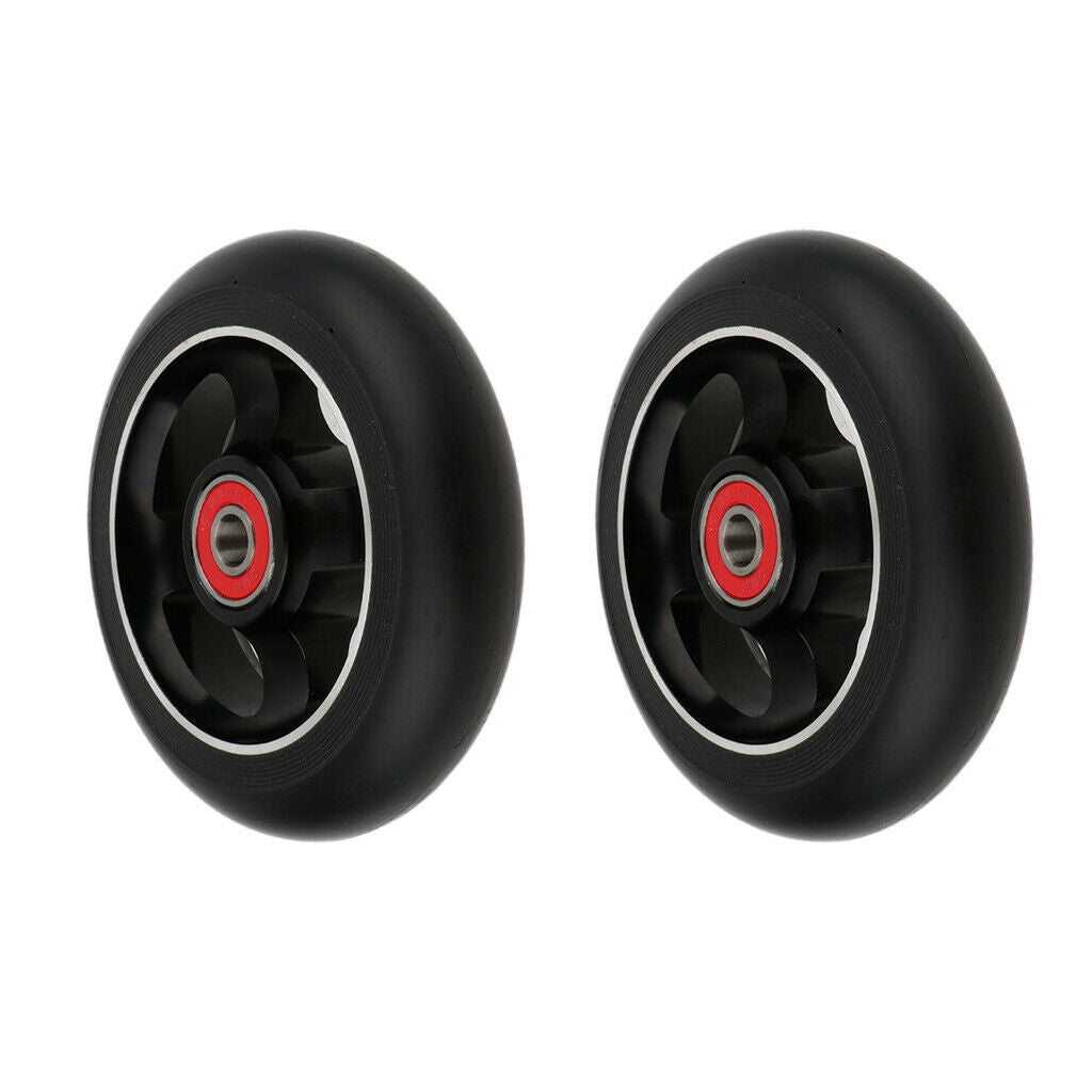 2x Replacement 10cm Kick/Stunt Scooter Wheels with Bearings & Bushings Black