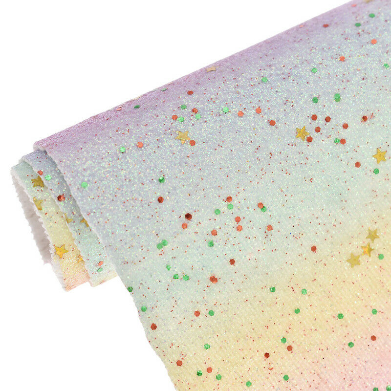 1 Sheet Glitter Synthetic Leather Fabric DIY Wrap Material Sewing Accessories