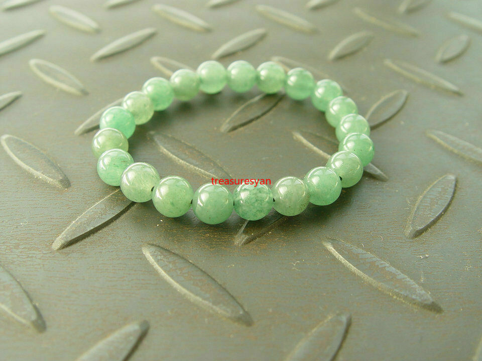 100% Natural Aventurine DongLing JADE Green 8mm Bead Beads Bangle Bracelet AAA