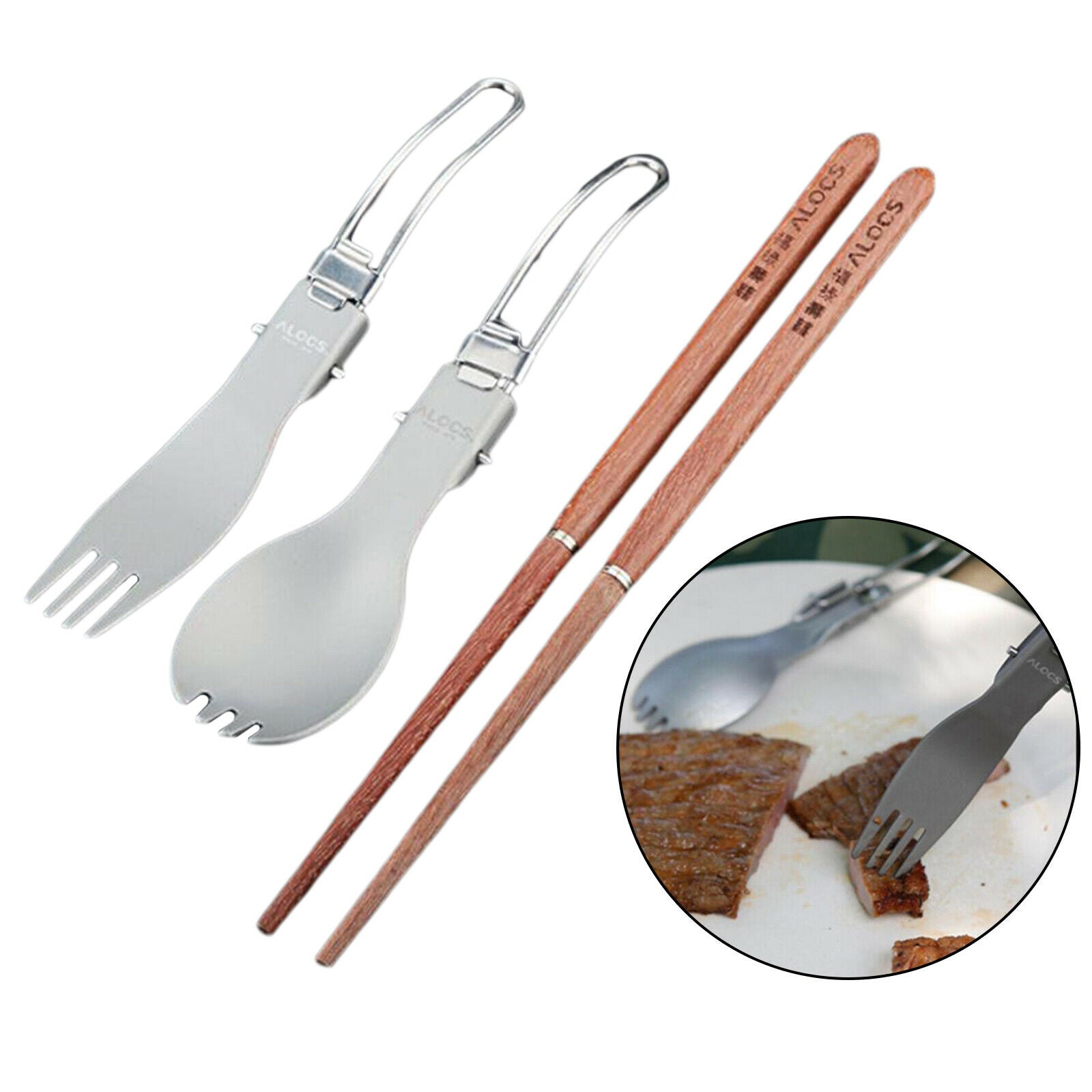 Camping Tableware Chopsticks Spoon Fork for Travel BBQ Backpacking Hiking