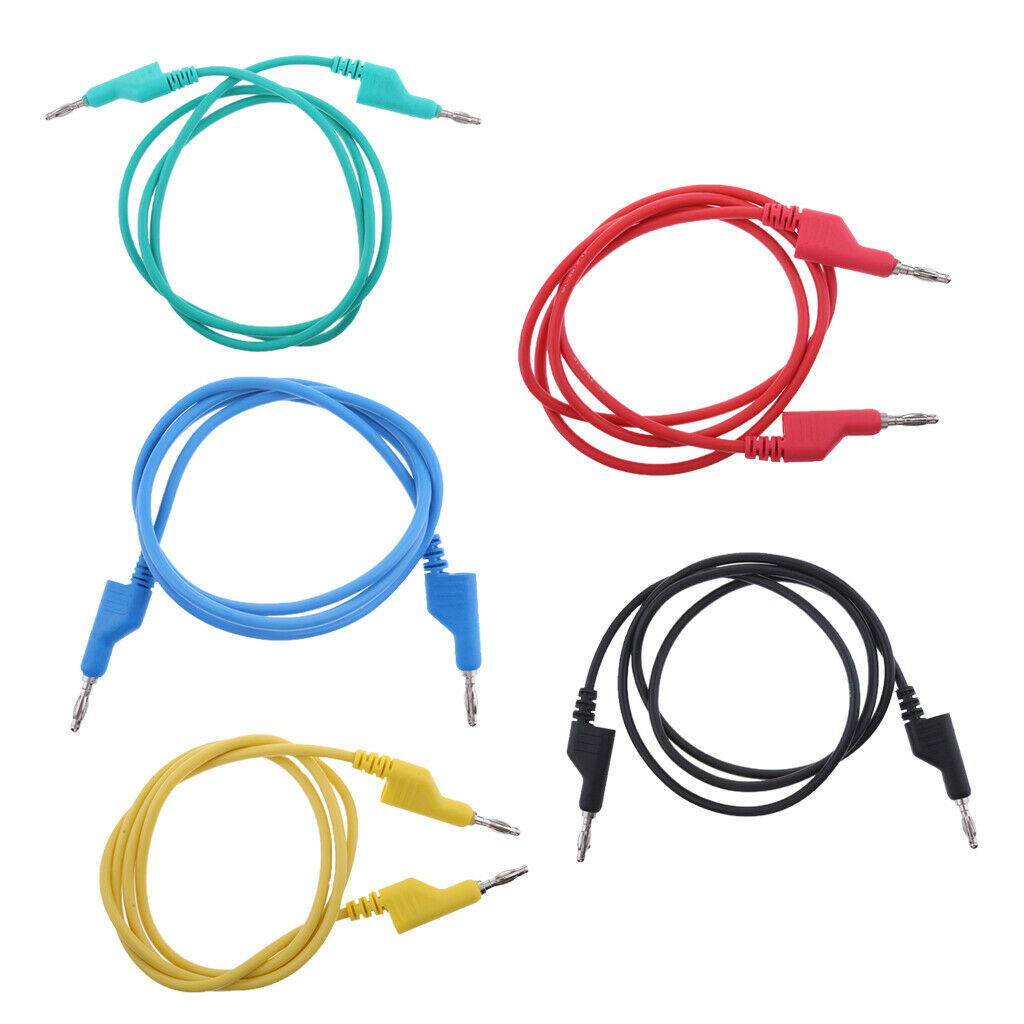 4x 4mm Stackable Banana Plug Wire Silico Test Cable for Multimeter  Black