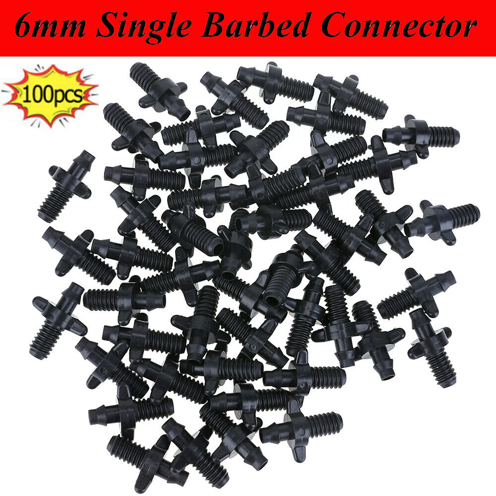 100pcs 6mm Male Thread Single Barbed 4/7mm and PVC Hose Garden Home Connect