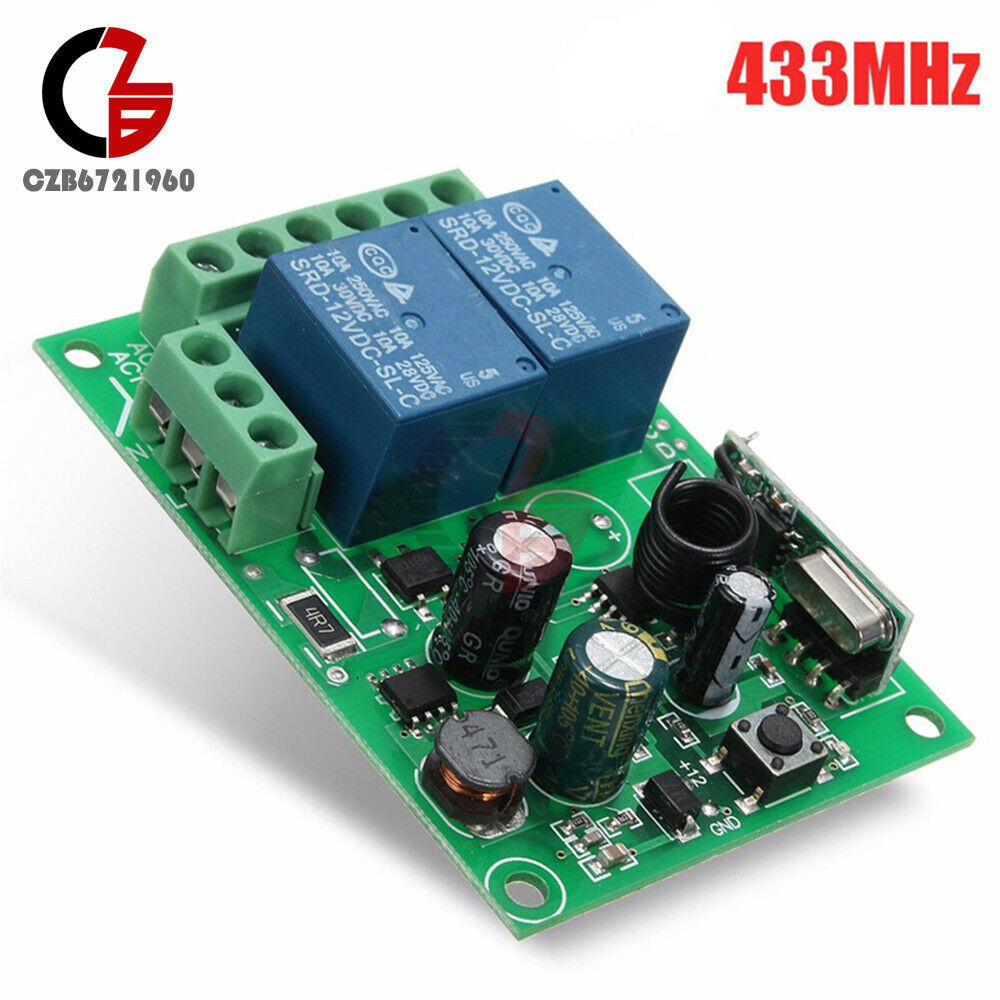 AC 220V 10A 433MHz 2CH Channel Wireless RF Relay Remote Control Switch Receiver