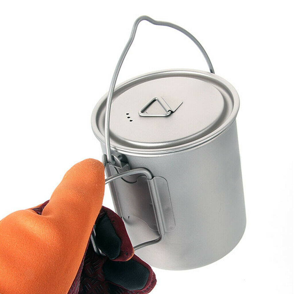 750ml Portable Camping Pot Hiking Backpacking Hanging Stockpot Soup Pot