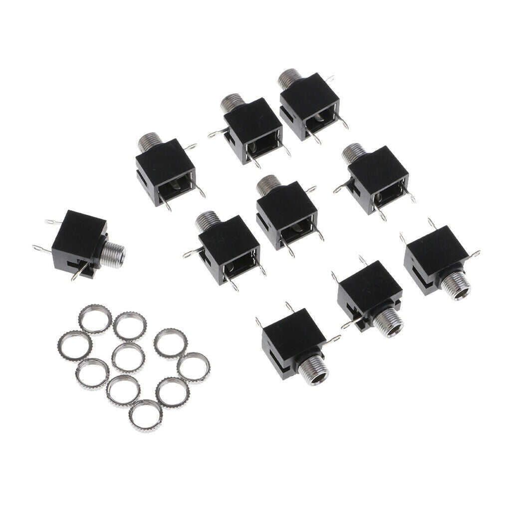 10Pcs MP3 Headphone 3 Terminals 3.5mm Mono   Socket PCB Panel Connector