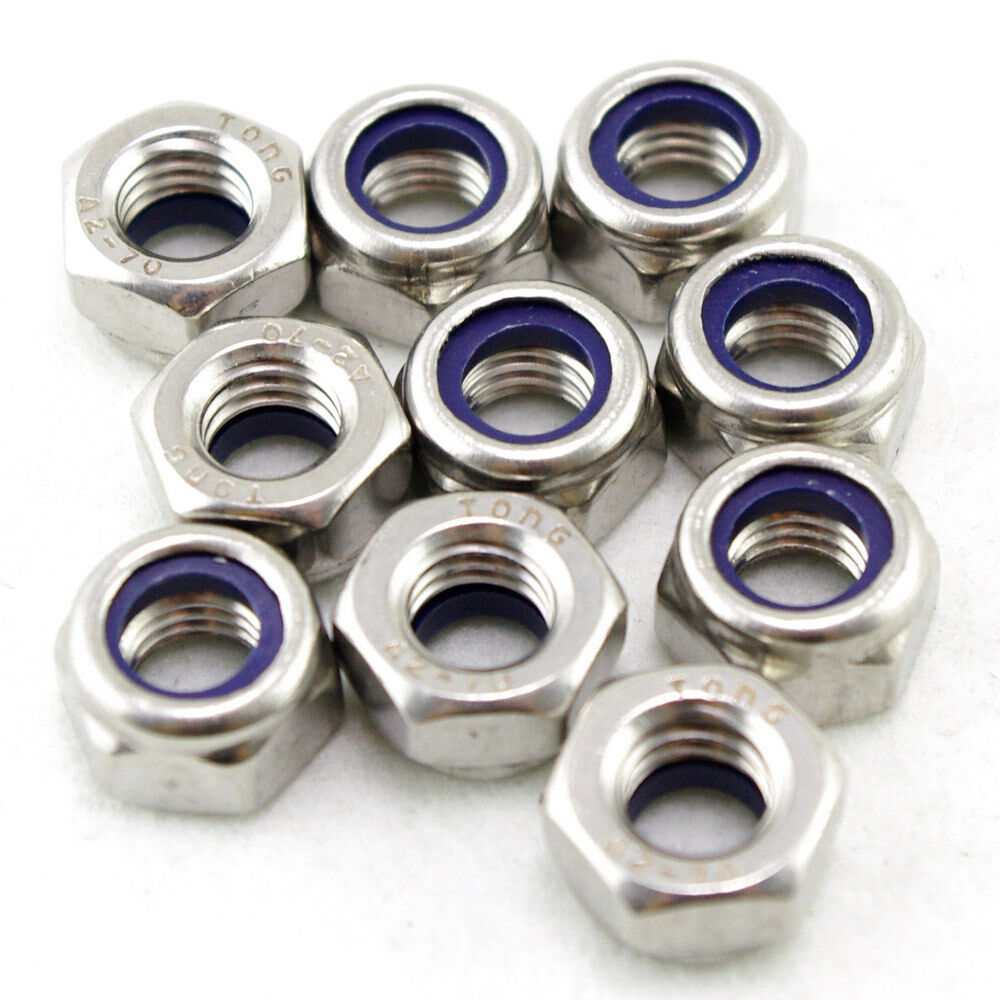 (50) Metric M8 304 Stainless Steel Hex Head Nylon Insert Lock Jam Stop Nuts
