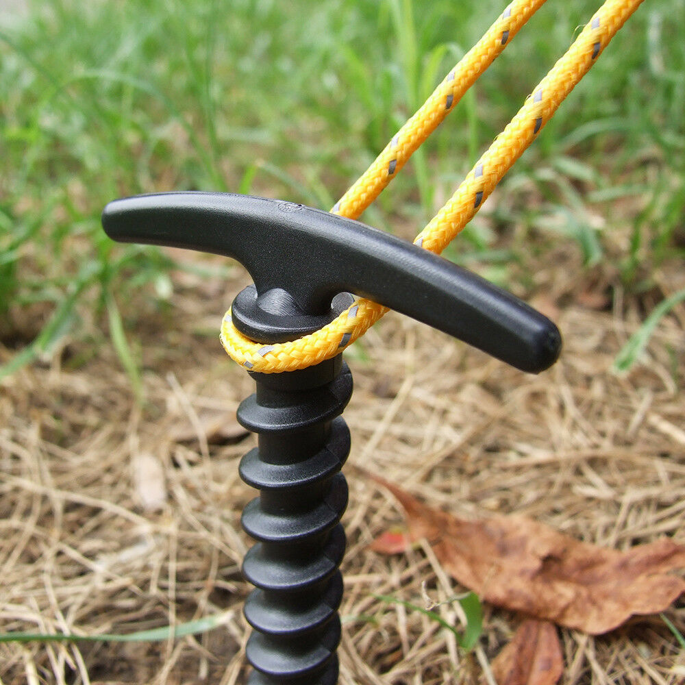 5x Plastic Screw Spiral Tent Peg Stakes Nail Outdoor Camping Awning Trip Kit