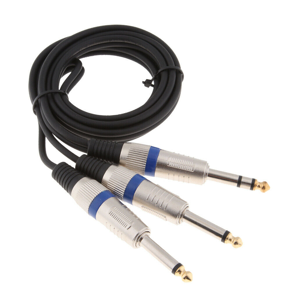 6.35mm 1/4" TRS Stereo to Dual 1/4" TS Mono Y Splitter Cable