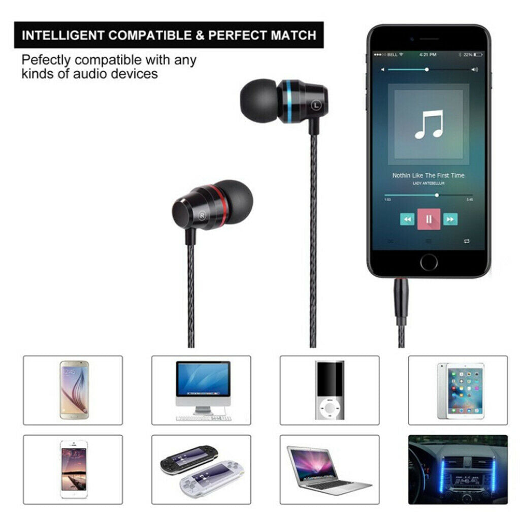 Universal in-ear bass earphones with microphone and remote control red