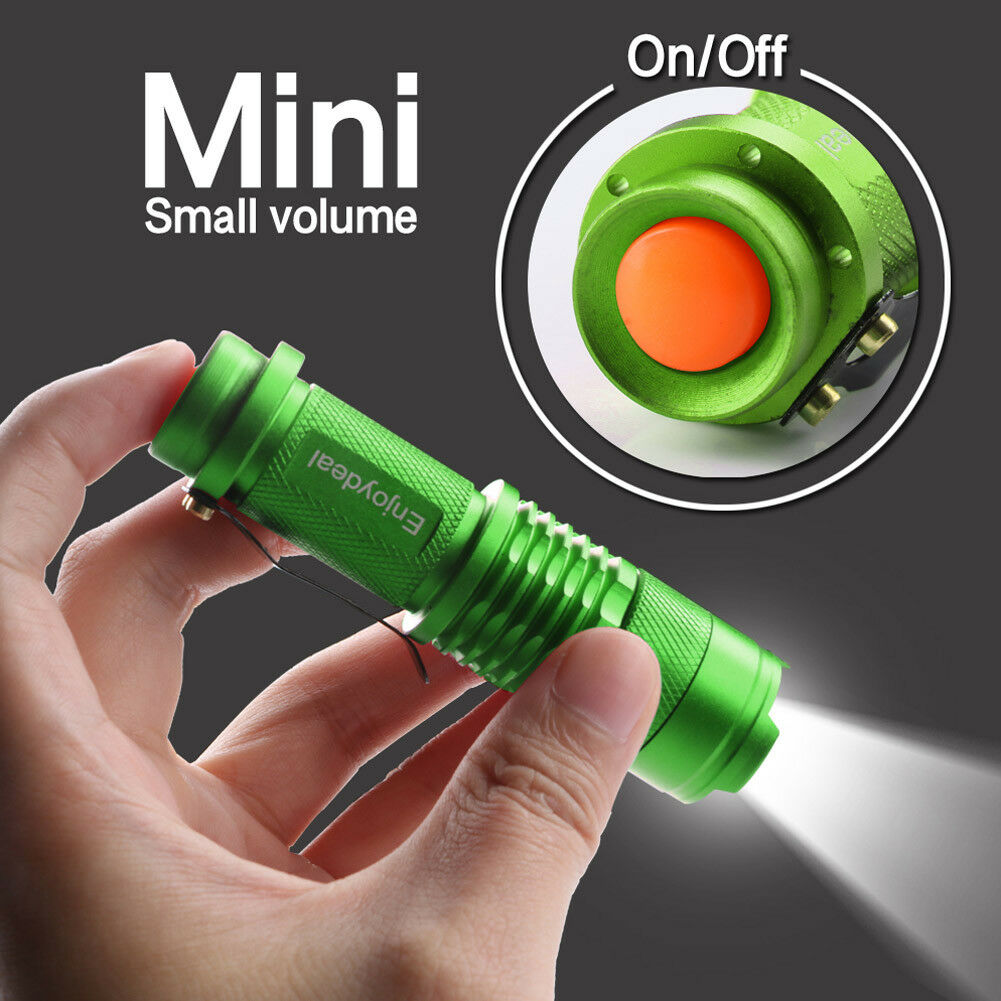 Portable Mini Q5 LED Zoomable 1200LM 3.7-4.2V Flashlight Torch Light Green