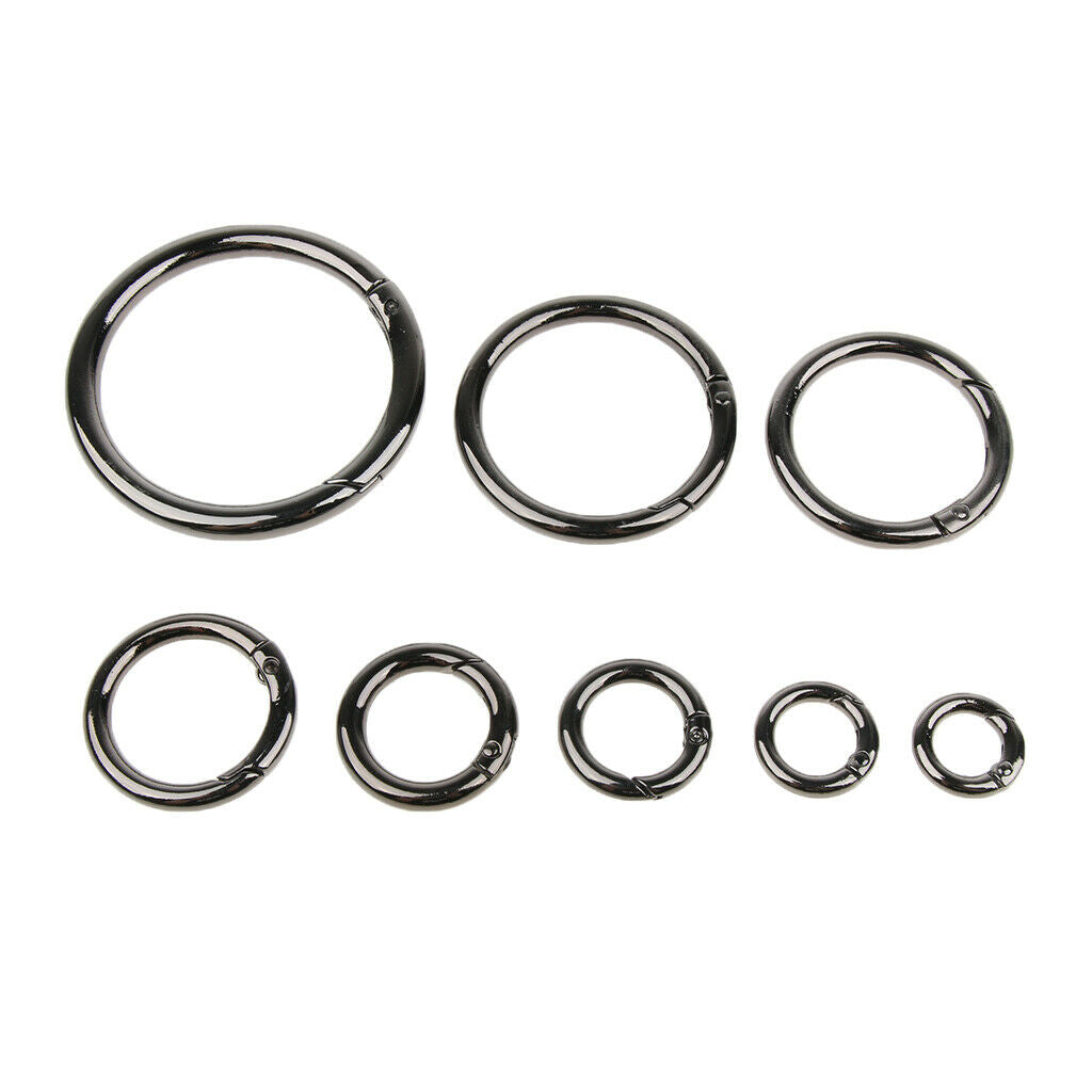 5pcs Round Carabiners Camping Spring Snap Clip Keychain Holder Black 10mm
