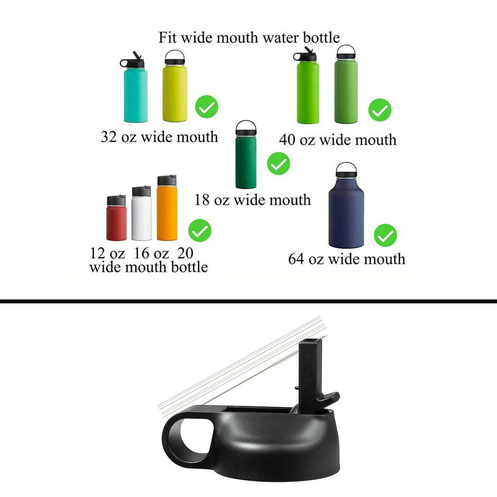 4PCS Straw Lid Flip Top for Wide Mouth 12/16/18/32/40/64oz Water Bottle