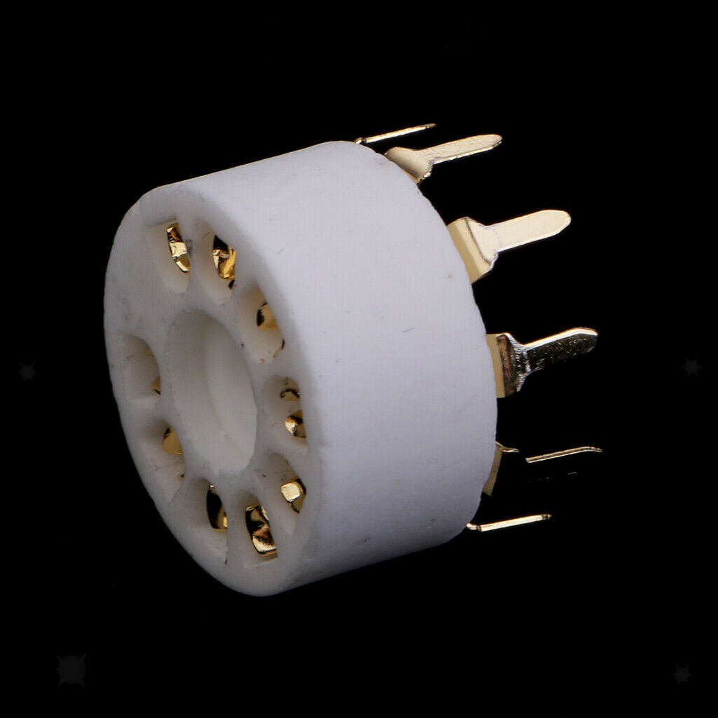 9pin Ceramic Vacuum Tube Socket GZC9-A-G for 12AX7 12AU7 12AT7