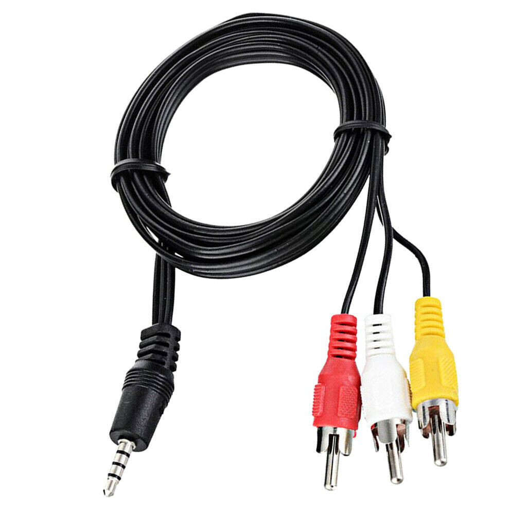 3.5mm 4 Pole Jack Plug to 3 RCA/PHONO Male AV Cable/Lead Car TV Video Camera