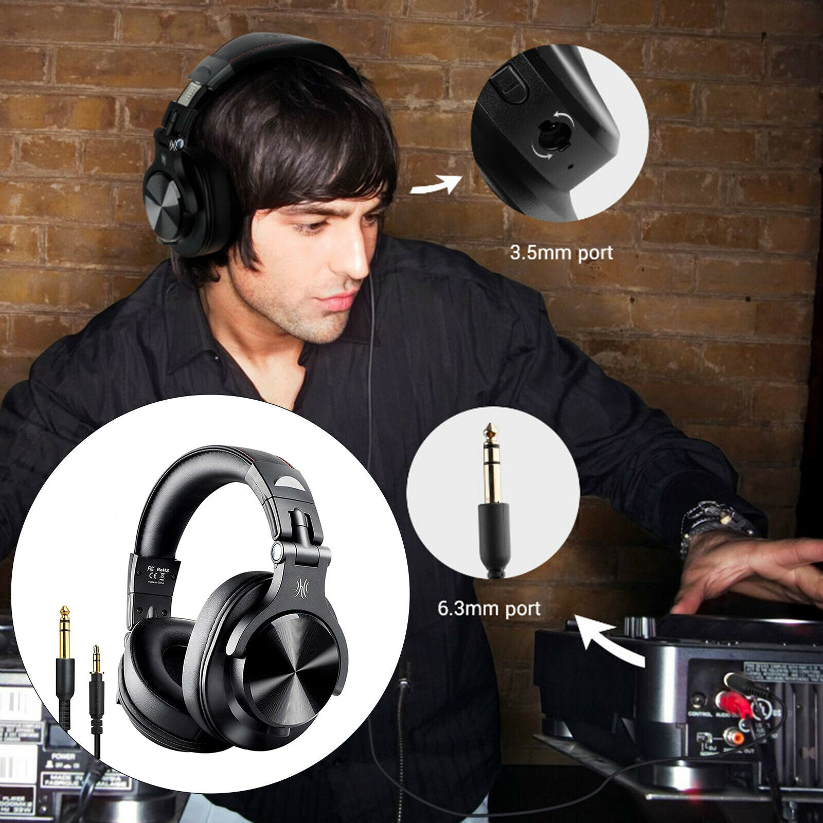 A70 Over-Ear DJ Bluetooth Headphone Bass Headsets for Studio Monitor Black