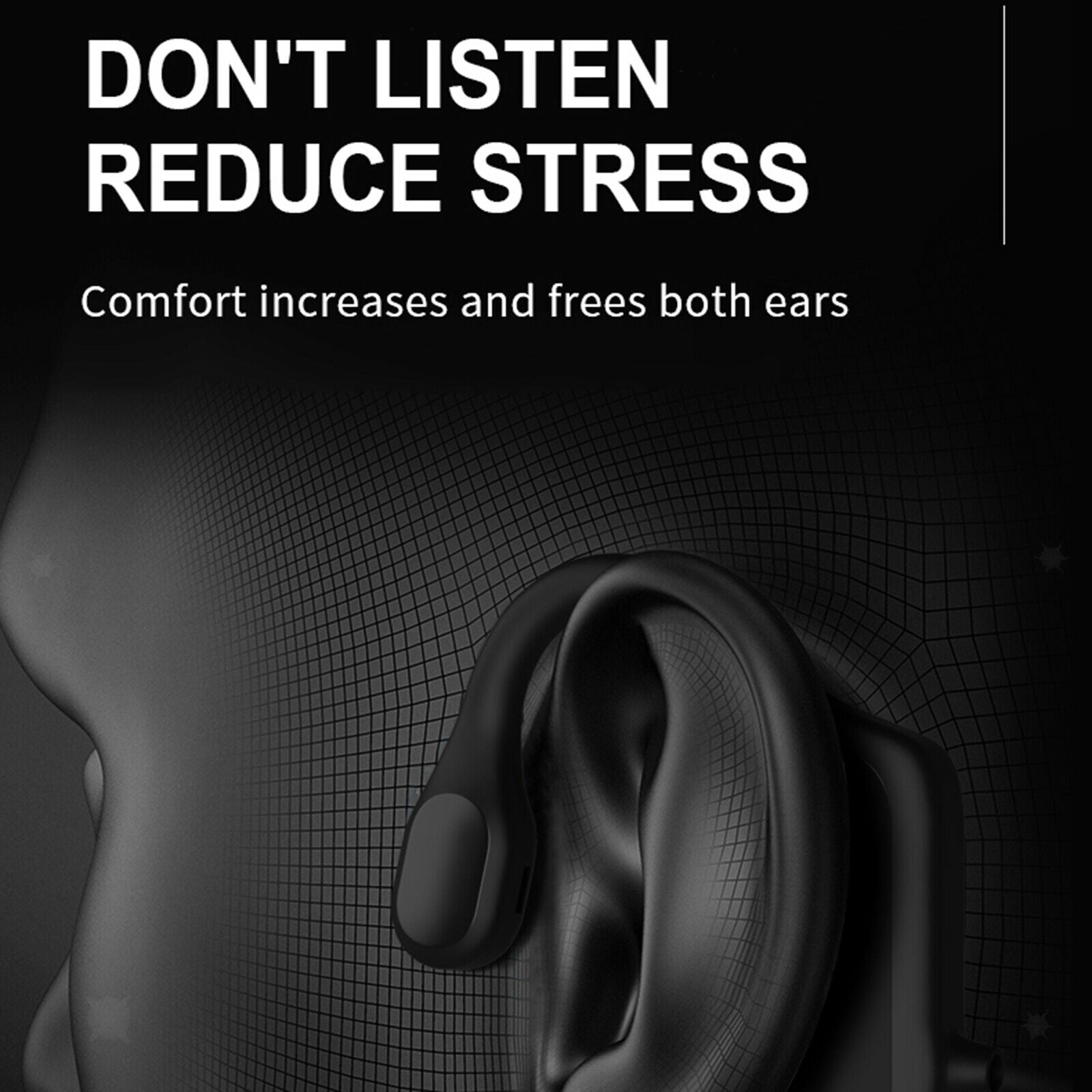Bone Conduction Headphones Double Ears for Sport Running Jogging Black
