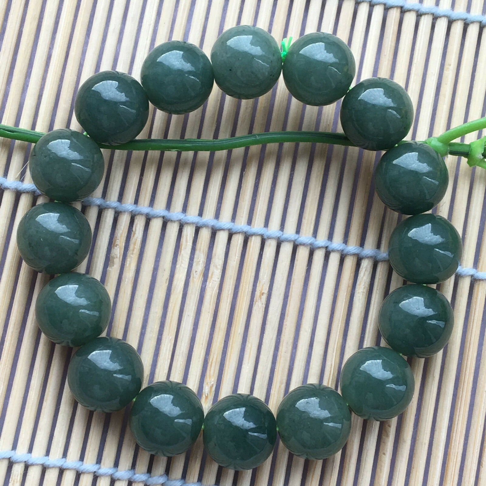 100% Natural Grade A Jade 13mm Oil Blue Jadeite Beads Bracelets A++