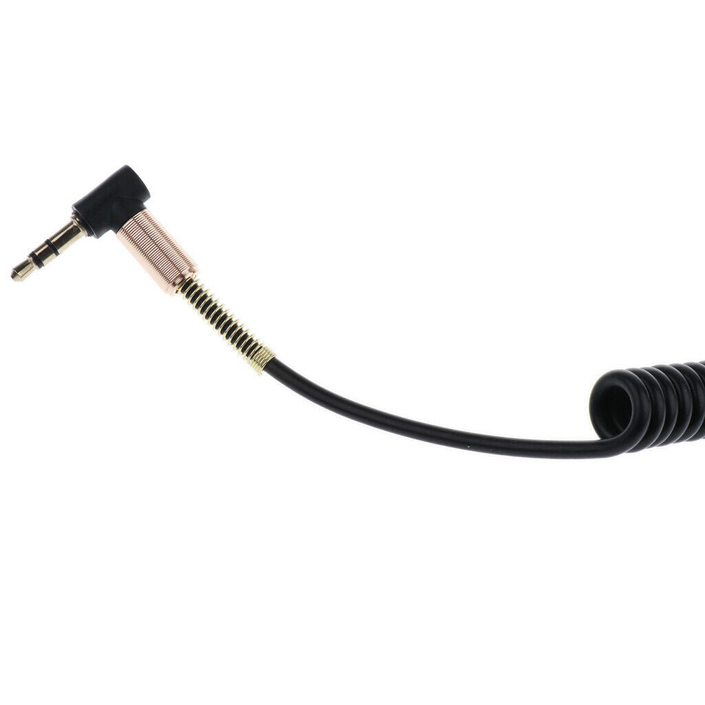 (1/8") Male-Male Coiled Audio Cable Wire For Headphone Audio Cable Black