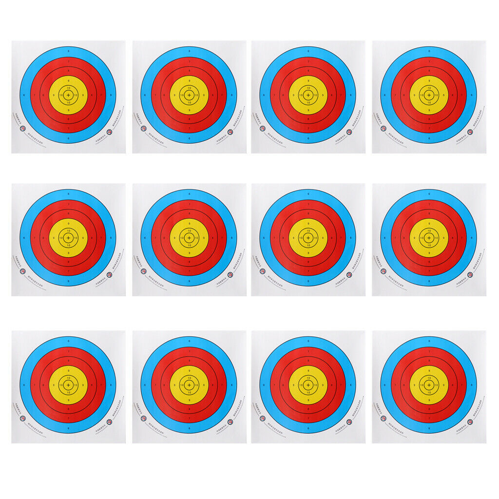 12x Archery Target Paper Hunting Practicing Shooting Target Sheets 40x40cm