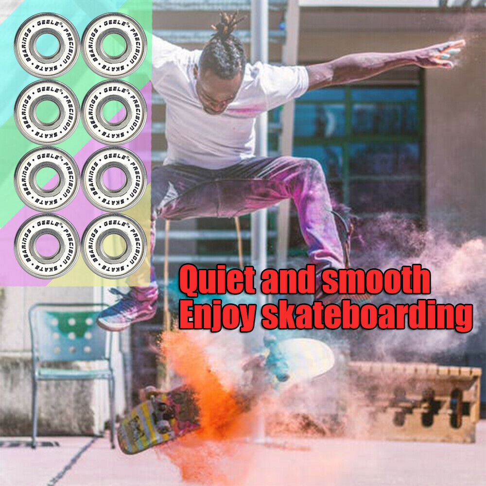 8x Skateboard Bearings Carbon Steel for Longboards Roller Skates Spinners