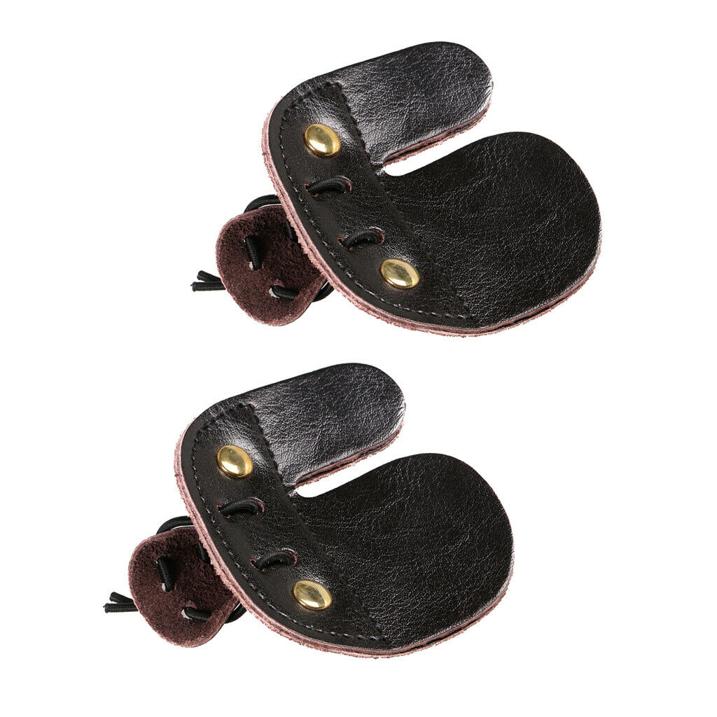 2 Pcs Archery Finger Tab Bowstring Finger Glove Protect Leather Fingertabs