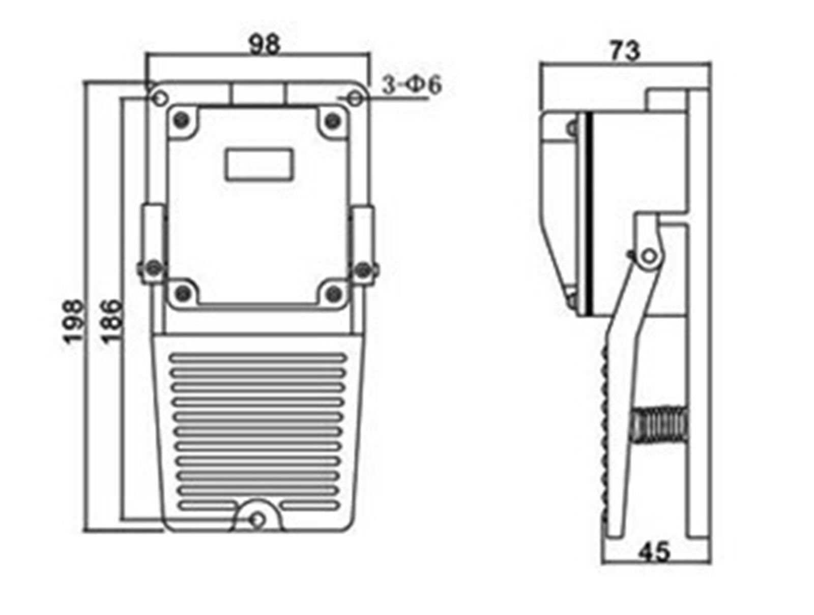 (1) XF-402 Treadle/Foot Pedal Switch 15A/250VAC 1C Waterproof Grease Proofing
