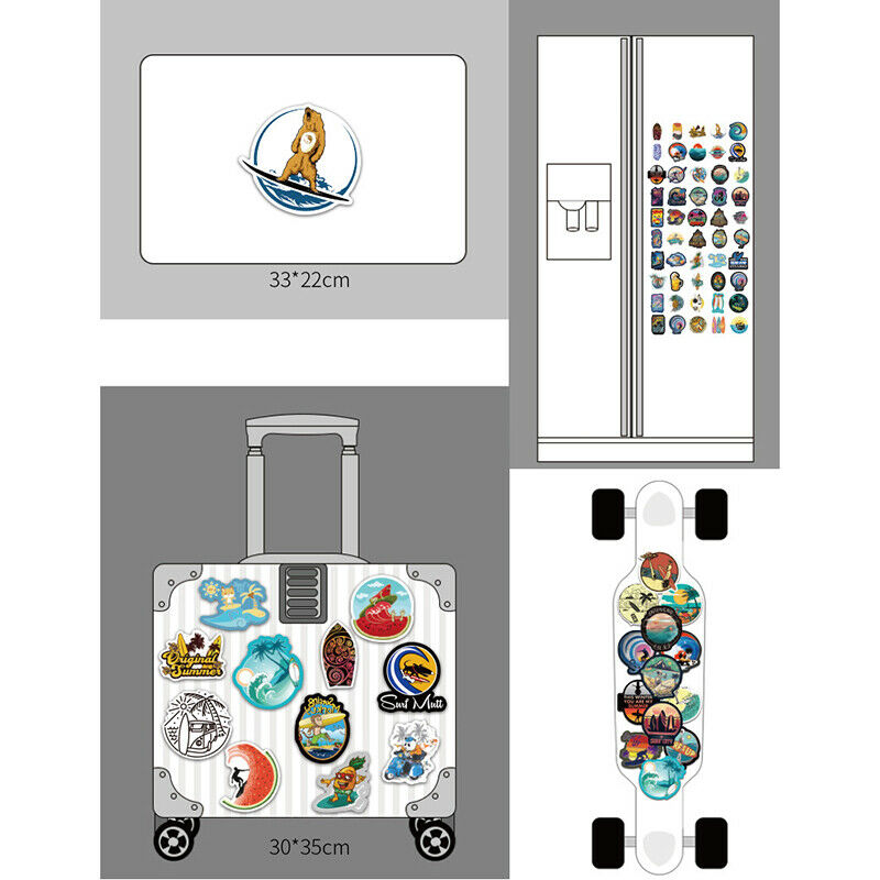 100Pcs Surf Summer Beach Surfing Stickers For Car Styling Motorcycle Luggage