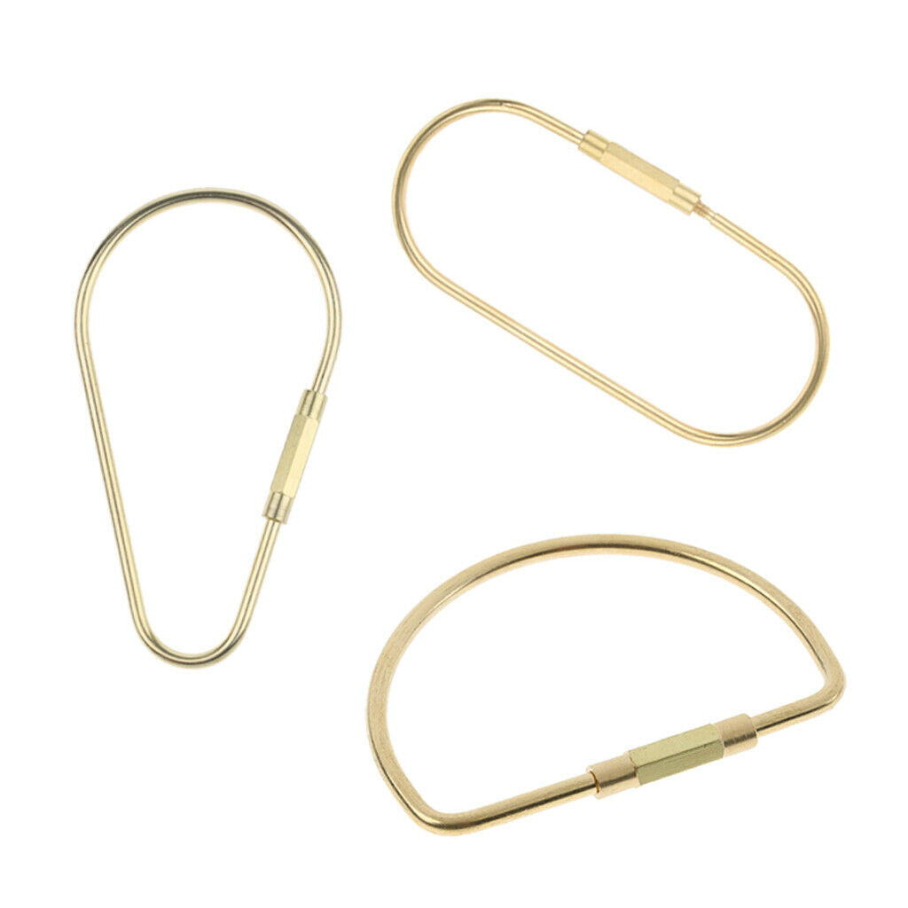 3PCS Portable Solid Brass Screw Lock Clip Key Chain Ring Exquisite Car Keychain