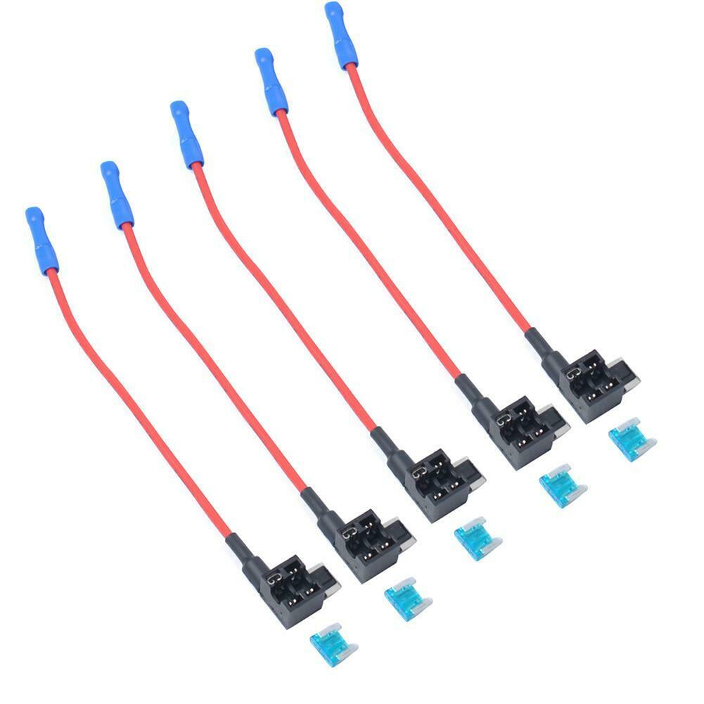 5 Pack Mini Size Car Add-a-circuit Fuse Tap Adapter with 15A Micro Fuse @
