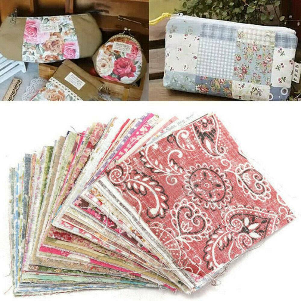 100 X DIY Assorted Pre Cut Charm 10X10cm Cotton Squares Quilt Fabric Quarter