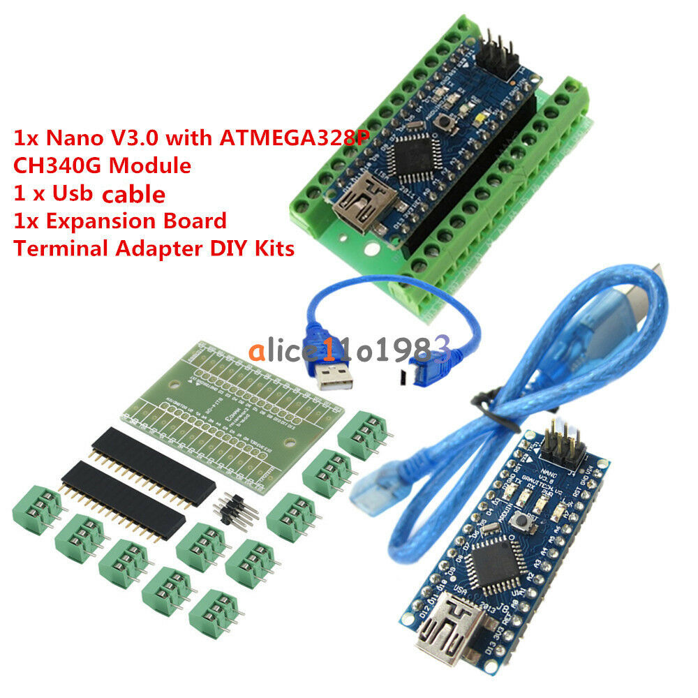 Micro Contoller 5V Welded NANO V3.0 CH340G Arduino Bootloader CHIP+Breakoutboard