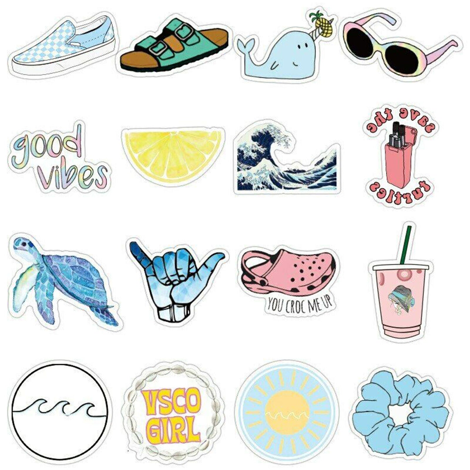 50 Pcs VSCO Stickers for Hydro Flask, Cute Vinyl Waterproof Trendy Stickers
