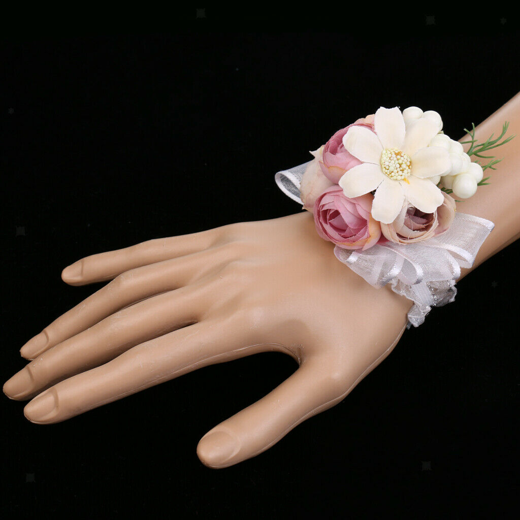 Bridesmaid Wedding Flower Corsage Stretch Bracelet for Fancy Wedding Party