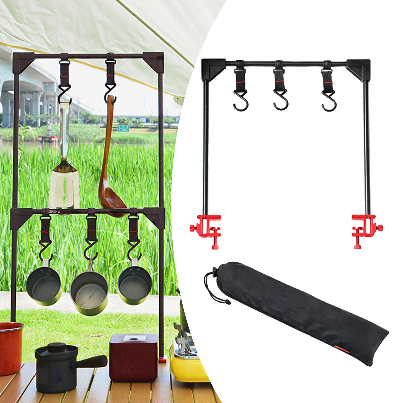 Desktop Storage Rack Aluminum Alloy Camping Hanging Shelf Organizer Hanger