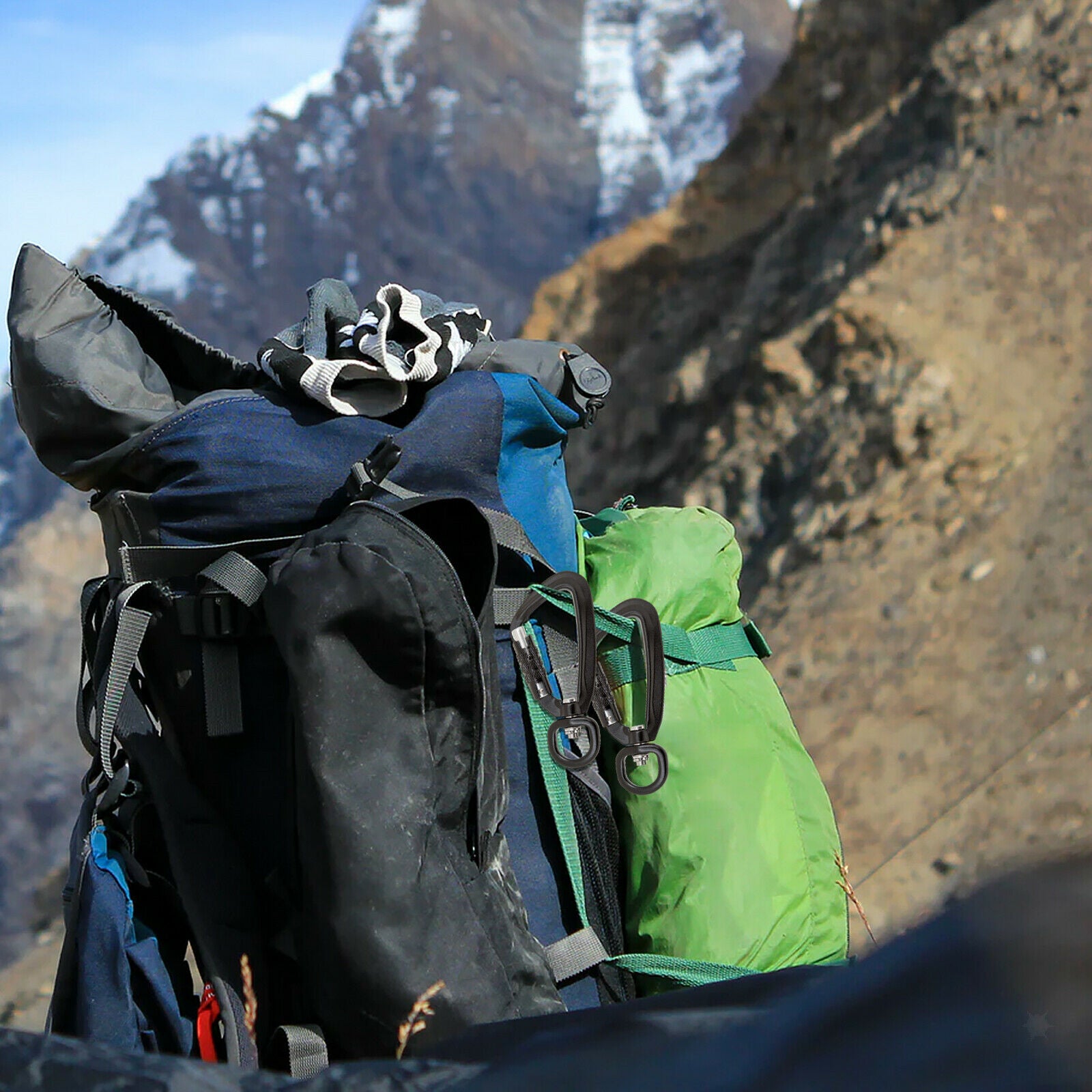 2x Auto Locking Carabiner 3.46in Camping Hiking Keychain Hook Carabiner