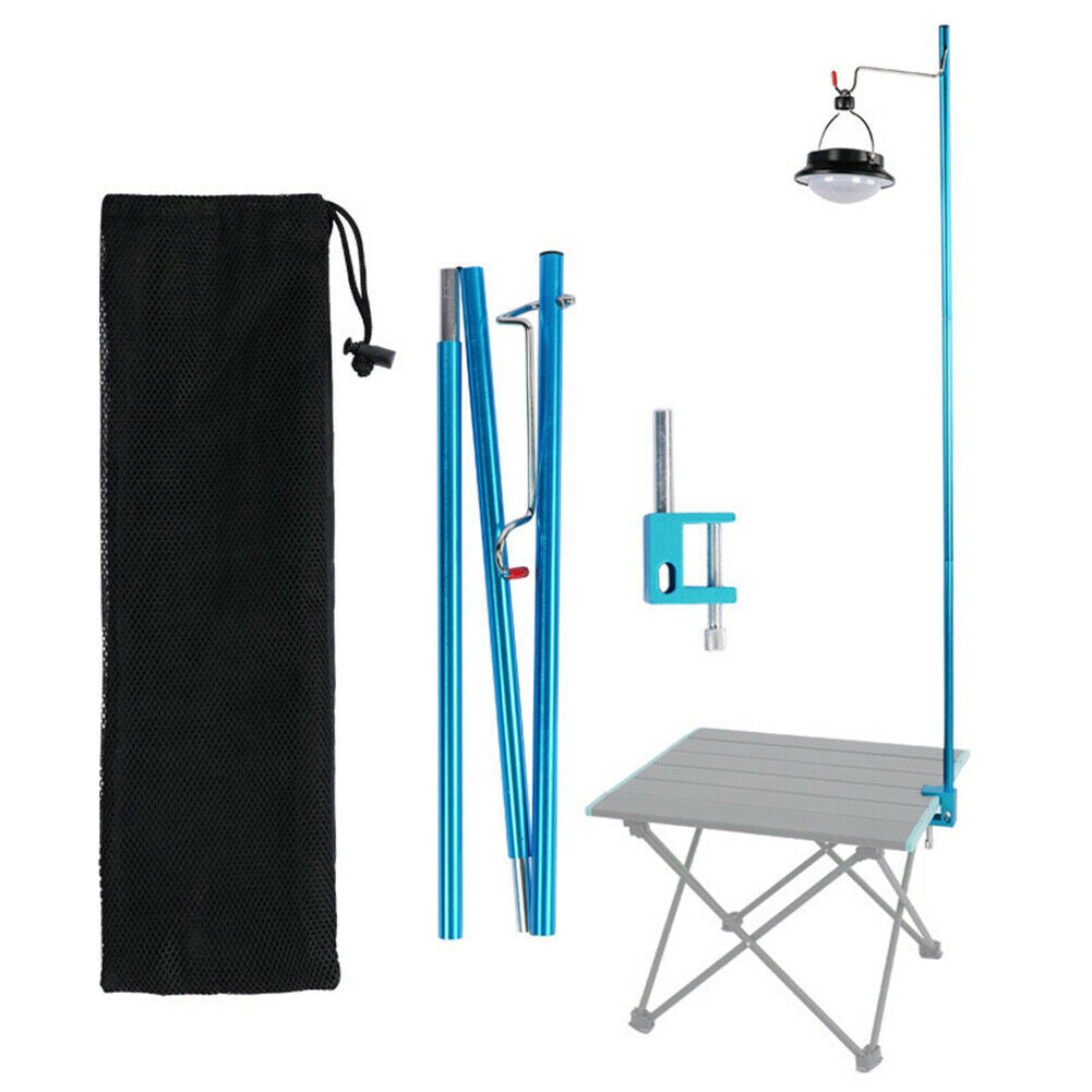 Portable Camping Pole Lamp Stand Folding Picnic Hanger Light Bracket Holder