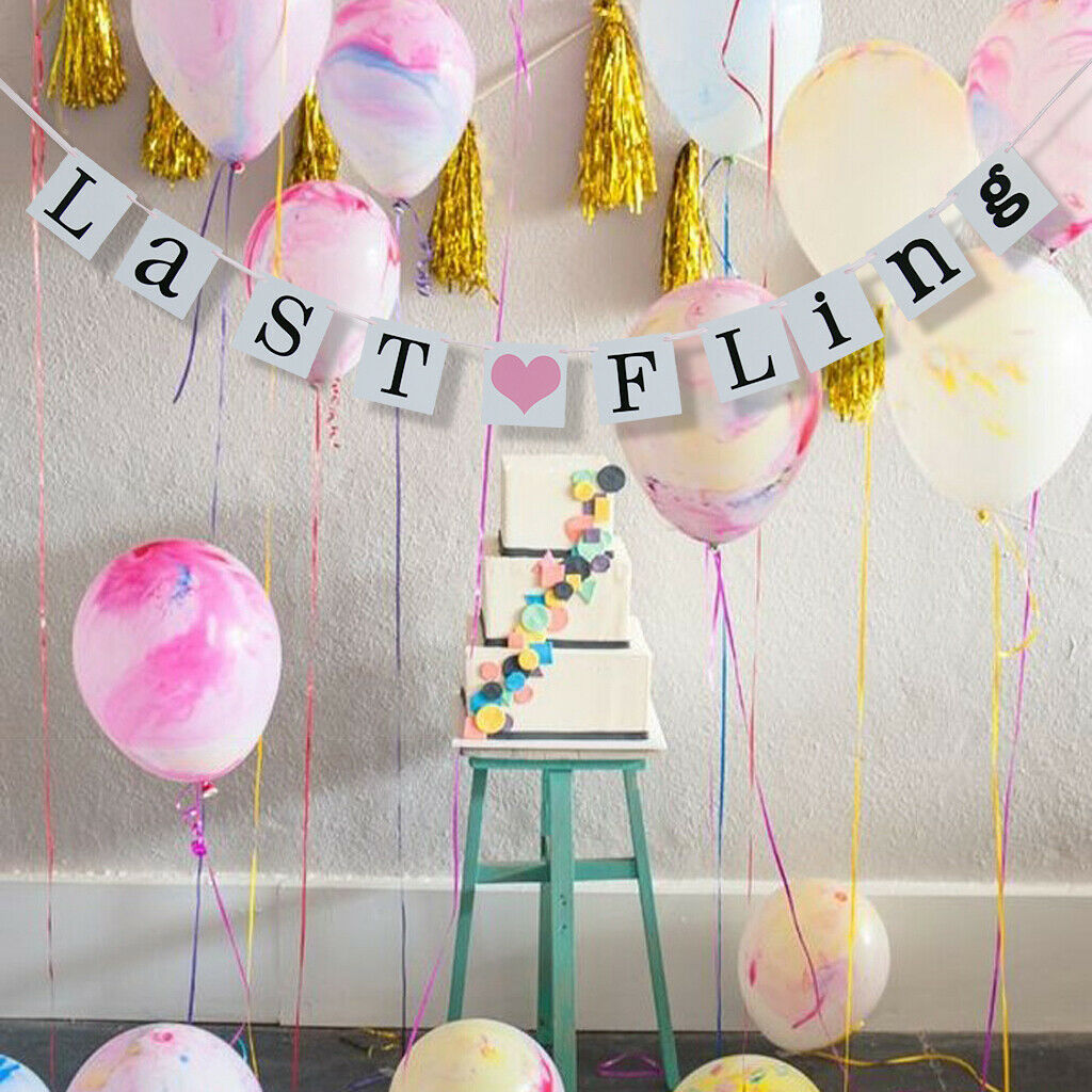 "Last Fling" Sign Heart Wedding Party Banner Bunting Garland Hanging Decor