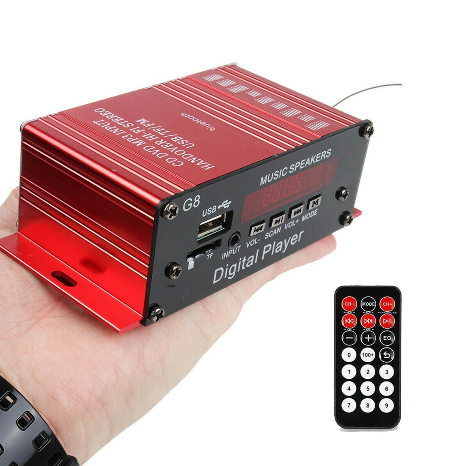 Bluetooth Audio 2 Channel Amplifier Receiver Hi-Fi with Remote Control