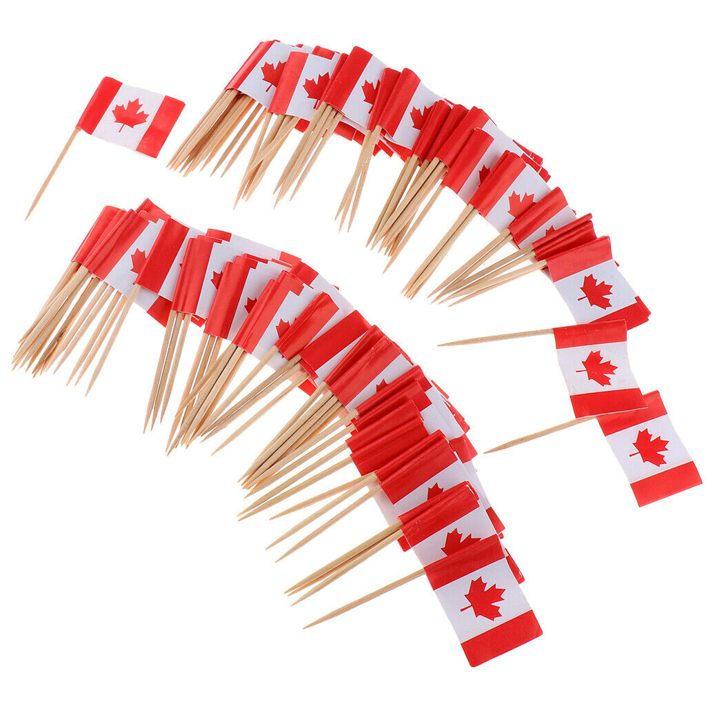 100 x Wedding Creative Flag Toothpicks Cocktail Decor Bar Sports- Canada