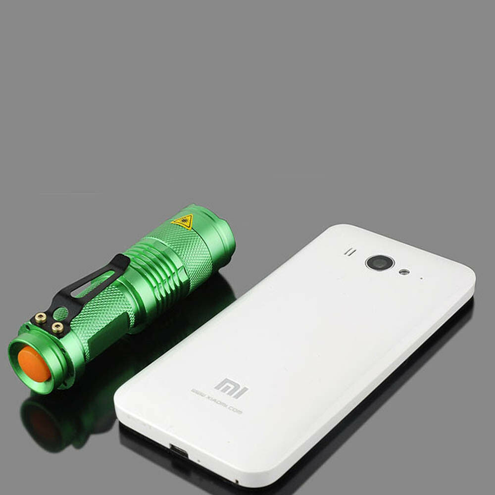 Portable Mini Q5 LED Zoomable 1200LM 3.7-4.2V Flashlight Torch Light Green