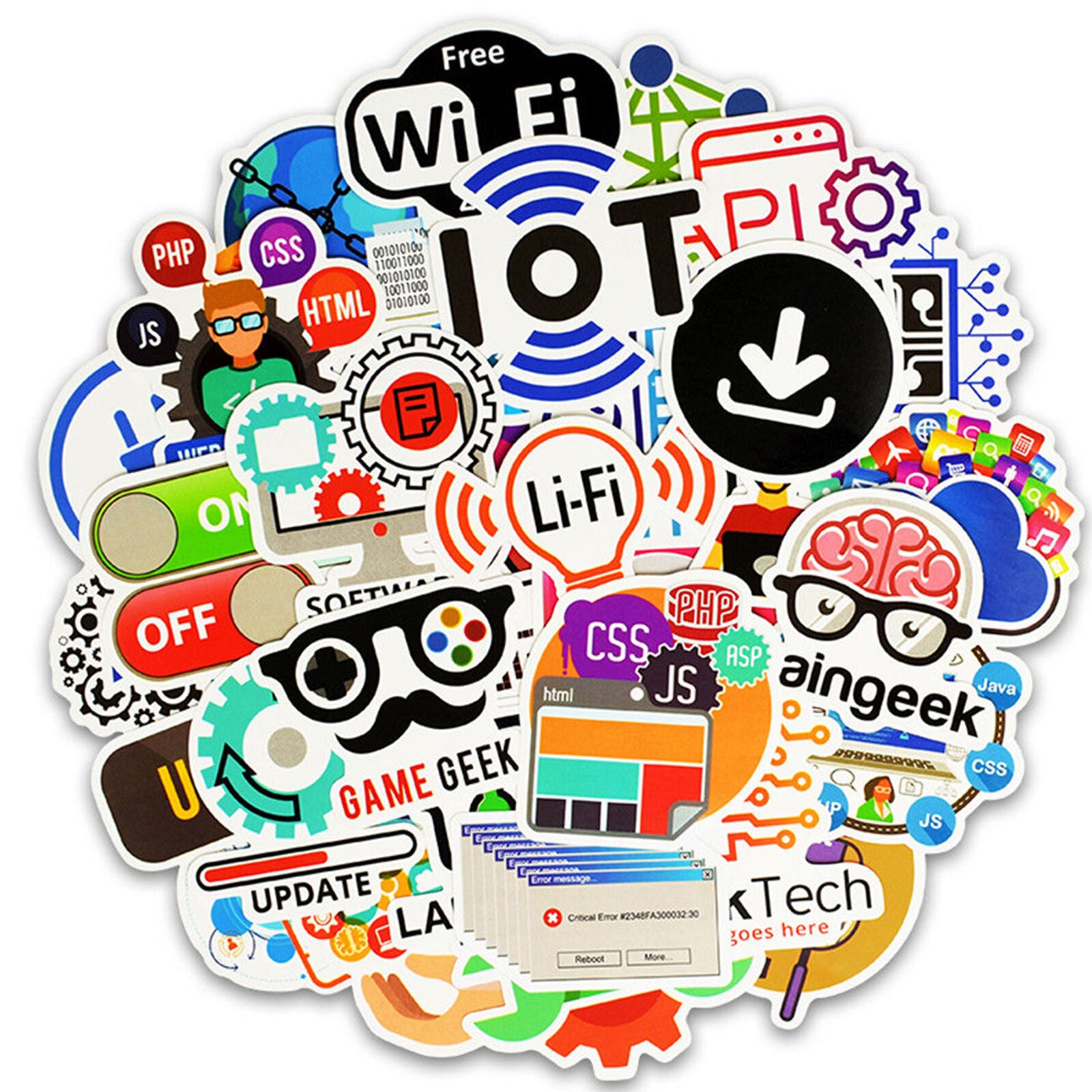 50 Programming Language Waterproof PVC Stickers Skateboard Luggage Laptop Decals