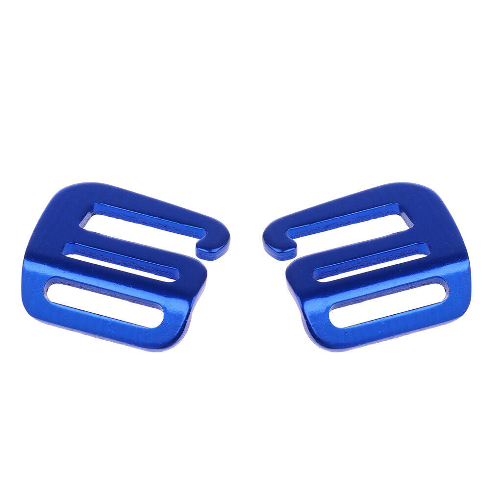 2x Aluminum Alloy Webbing Buckles Outdoor Carabiners Fasten Belt Clips Blue