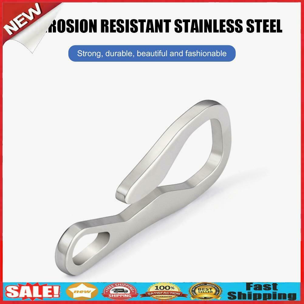 Pocket Key Organizer Clamp Stainless Steel Hanging Buckle Clip w/Keychain @