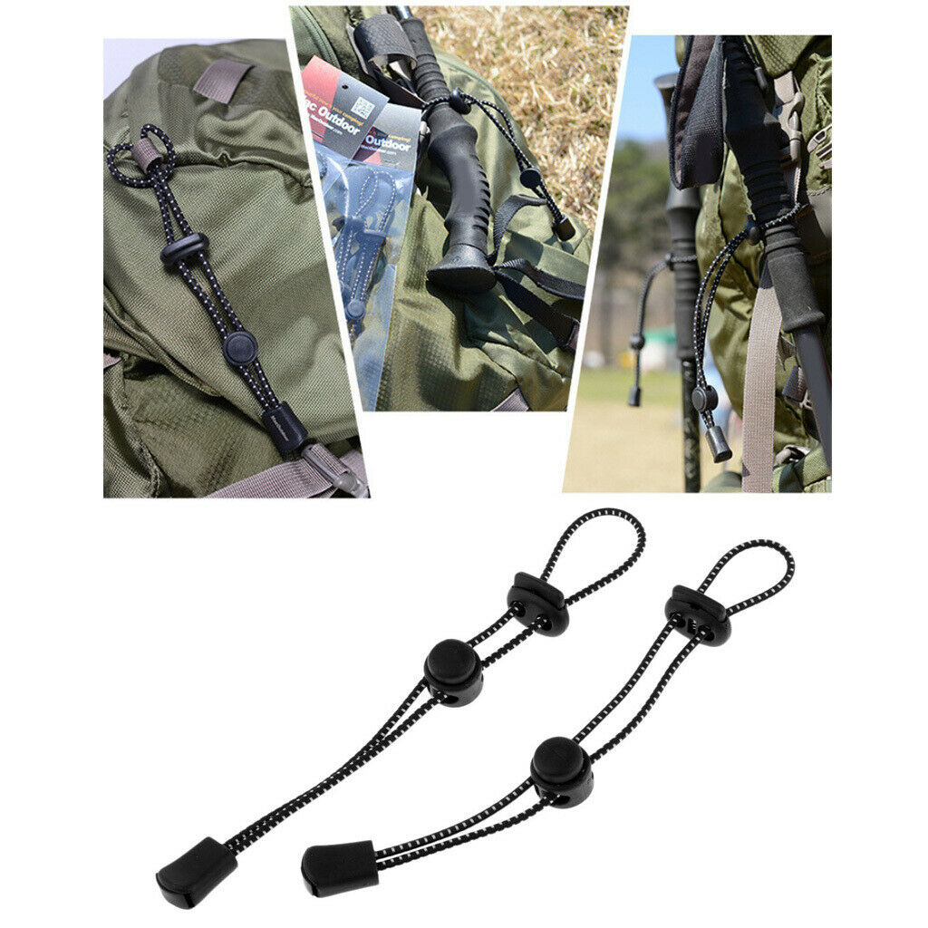 Lots 2 Black Hiking Backpack Stick Holder Walking Pole Fixing 7.5inch Sports