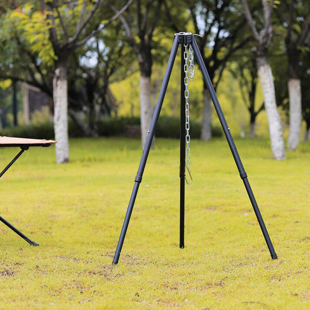Camping Tripod with Adjustable Hang Chain for Campfire Picnic Pot Grill Accs