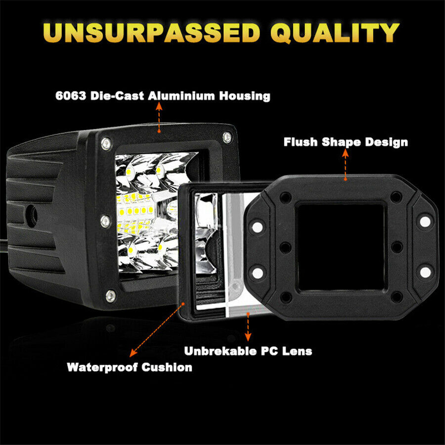 -XN3Inch 48W LED Car Off-Road Bumper Reverse Lamp Combo LDE Work Light 9600LM